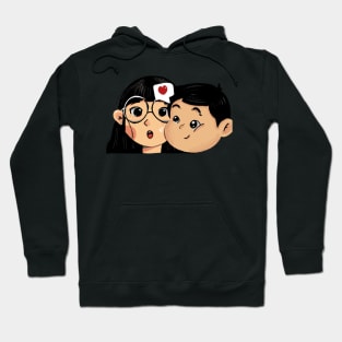 cute illustration of valentine romantic couple Hoodie